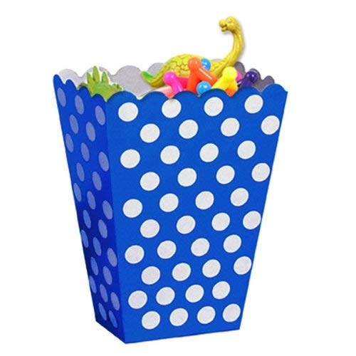 Royal Blue Dots Treat Boxes (Pack Of 8) - Elegant Paper Party Favor Containers - Perfect For Celebrations & Gifts